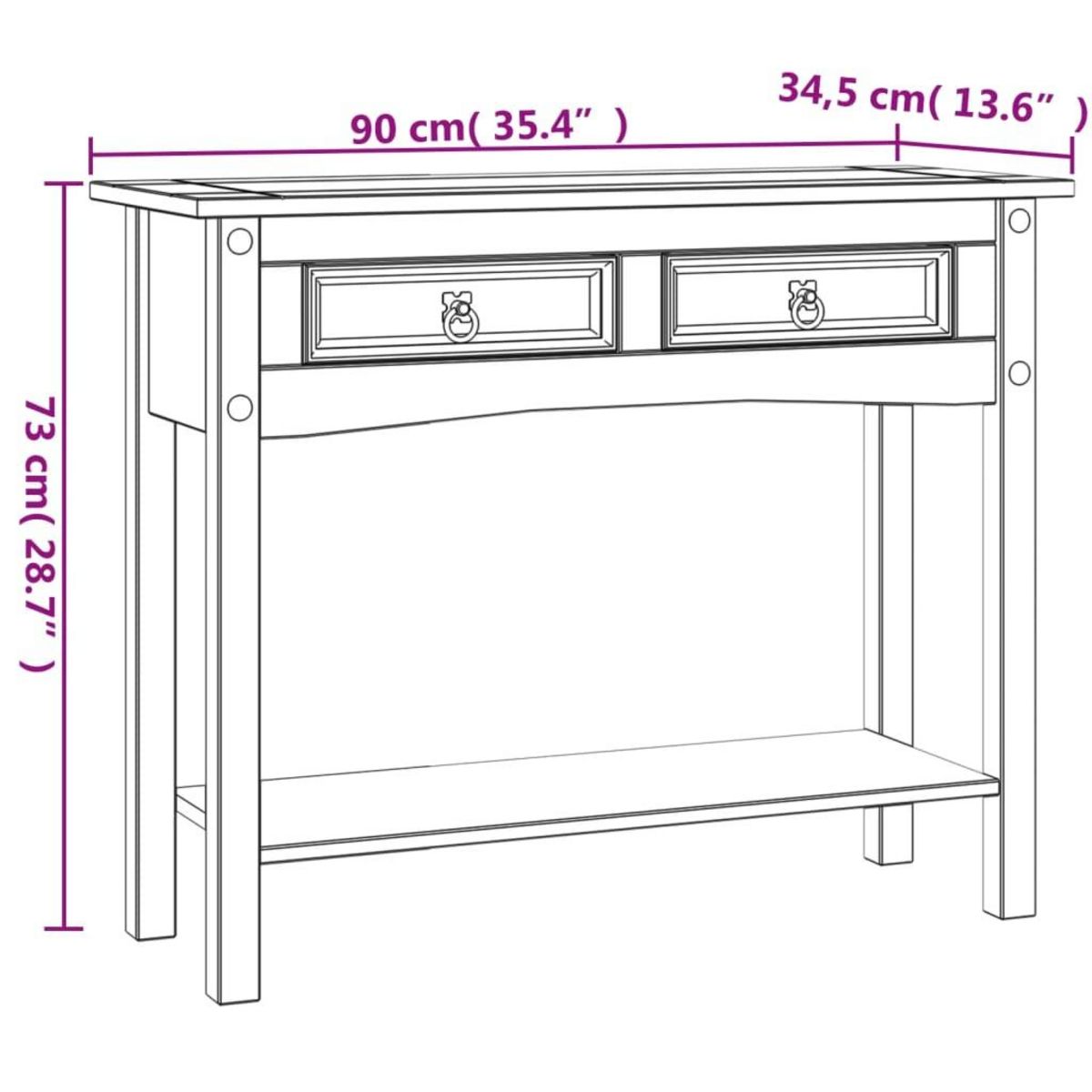VIDAXL Table console Gamme  Pin mexicain Blanc 90x34,5x73 cm
