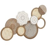 HOMCOM Décoration murale bois naturel géométrique 7 disques 2 fleurs - 83 x 44 cm