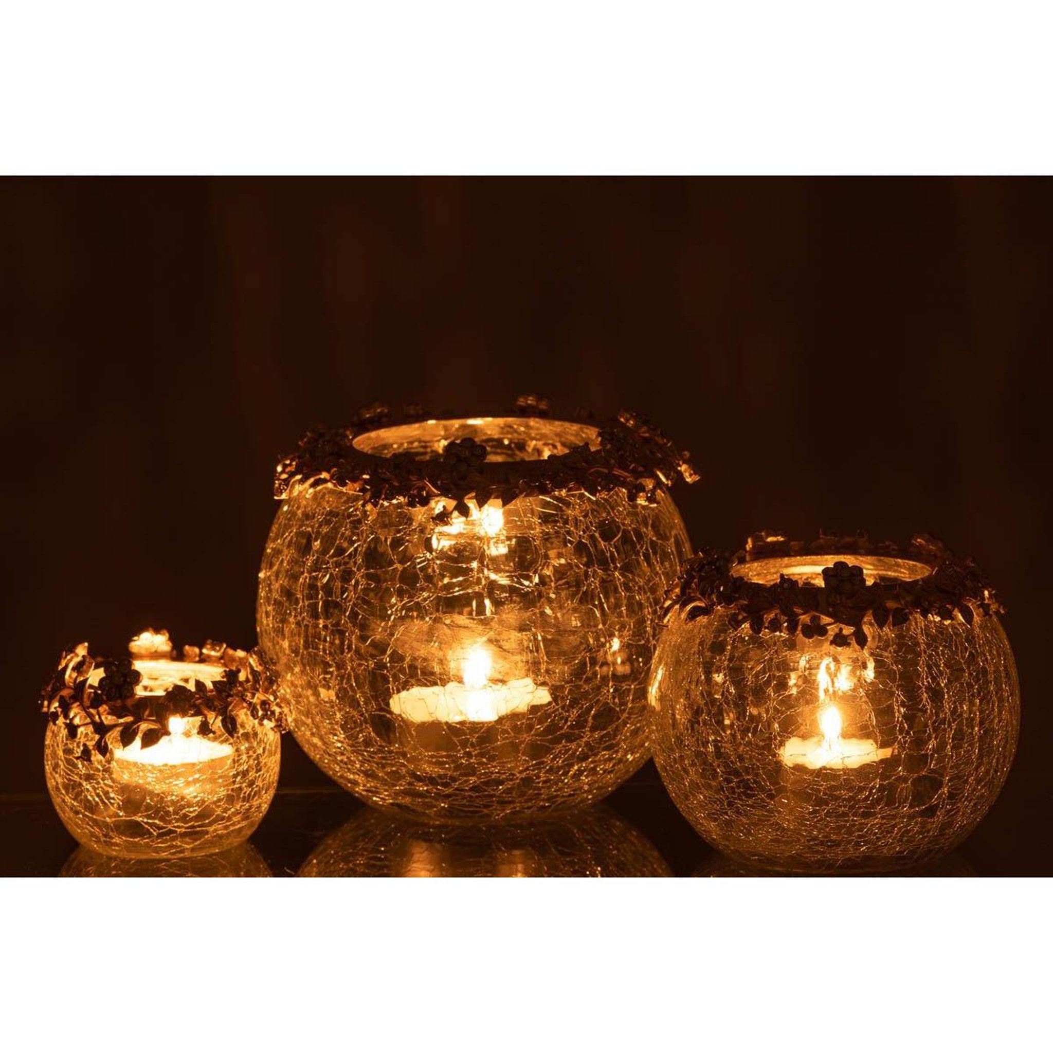 Voir la diapositive 6 : J-LINE Photophore en verre design  volve  14cm transparent