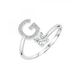 SC CRYSTAL Bague lettre G ajustable SC Crystal ornée de Zirconium. Coloris disponibles : Gris