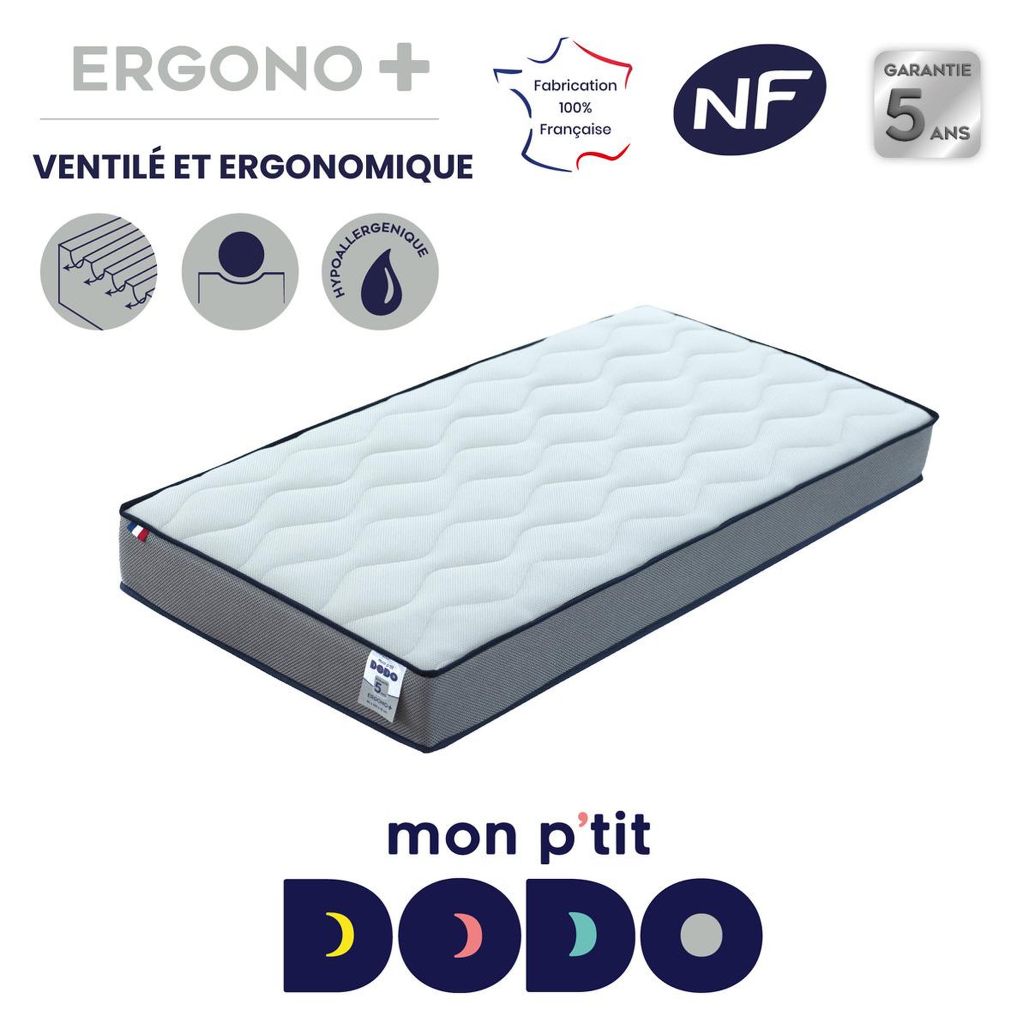 Voir la diapositive 6 : DODO Matelas bébé ergono haute résilience - ultra respirant et ventilé