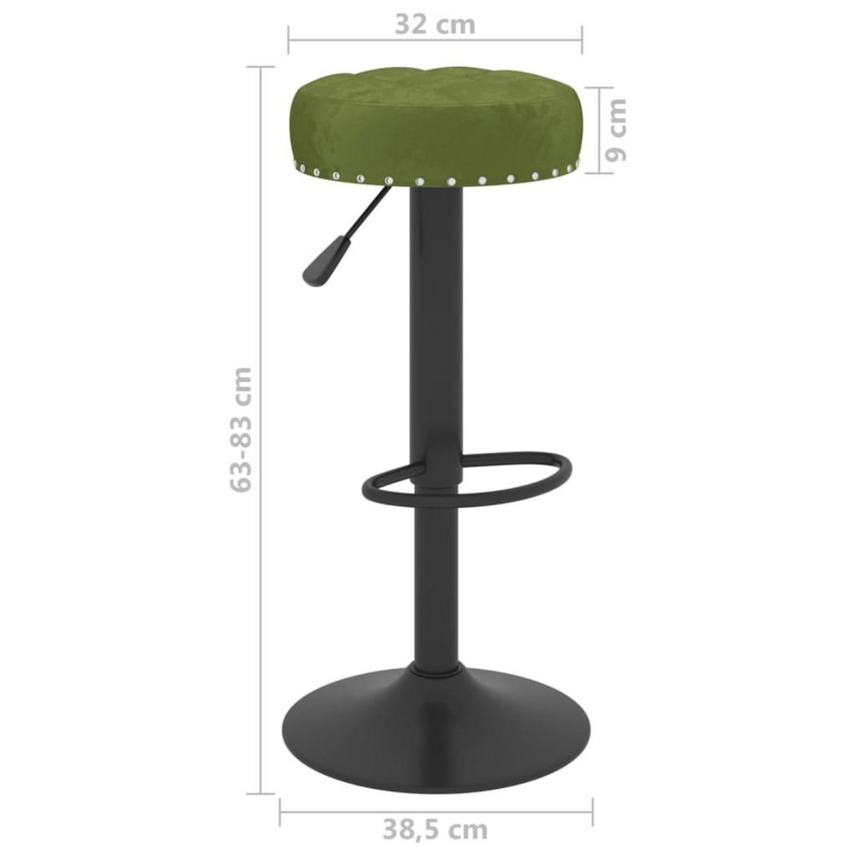 VIDAXL Tabourets de bar lot de 2 vert clair velours