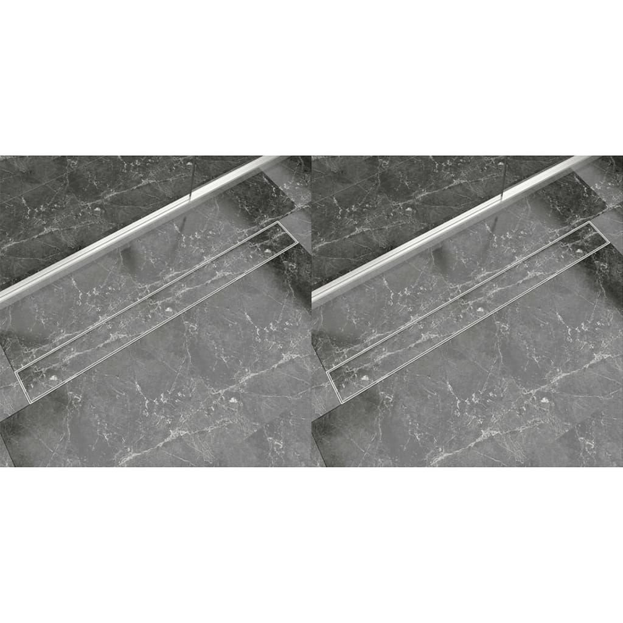 Voir la diapositive 1 : VIDAXL Drain de douche lineaire 2 pc 1030 x 140 mm Acier inoxydable