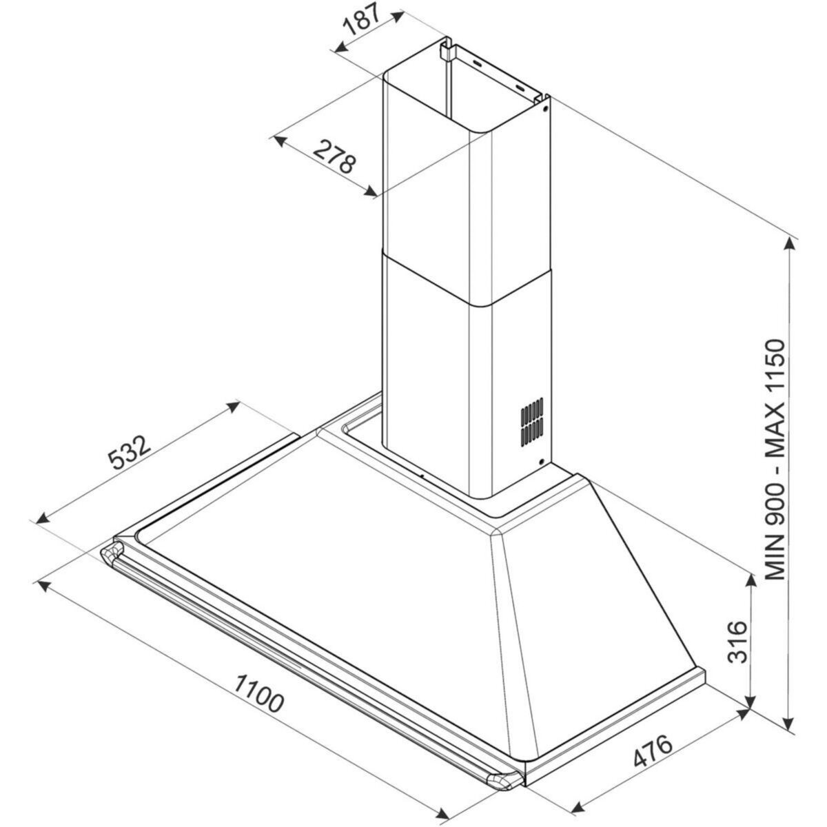 SMEG Hotte décorative murale KT110PE