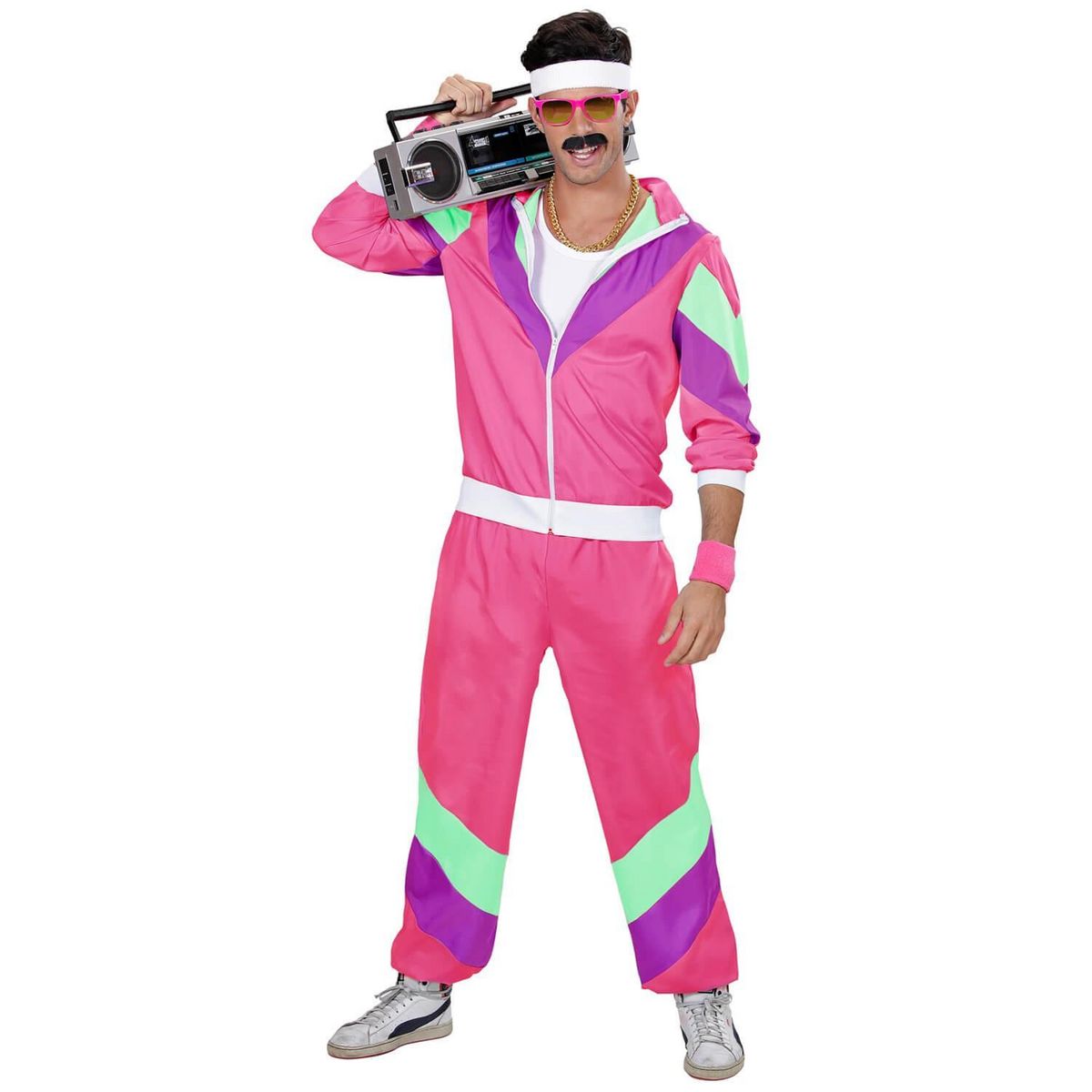 WIDMANN Déguisement Survêtement Années 80 - Rose - Adulte - XXL