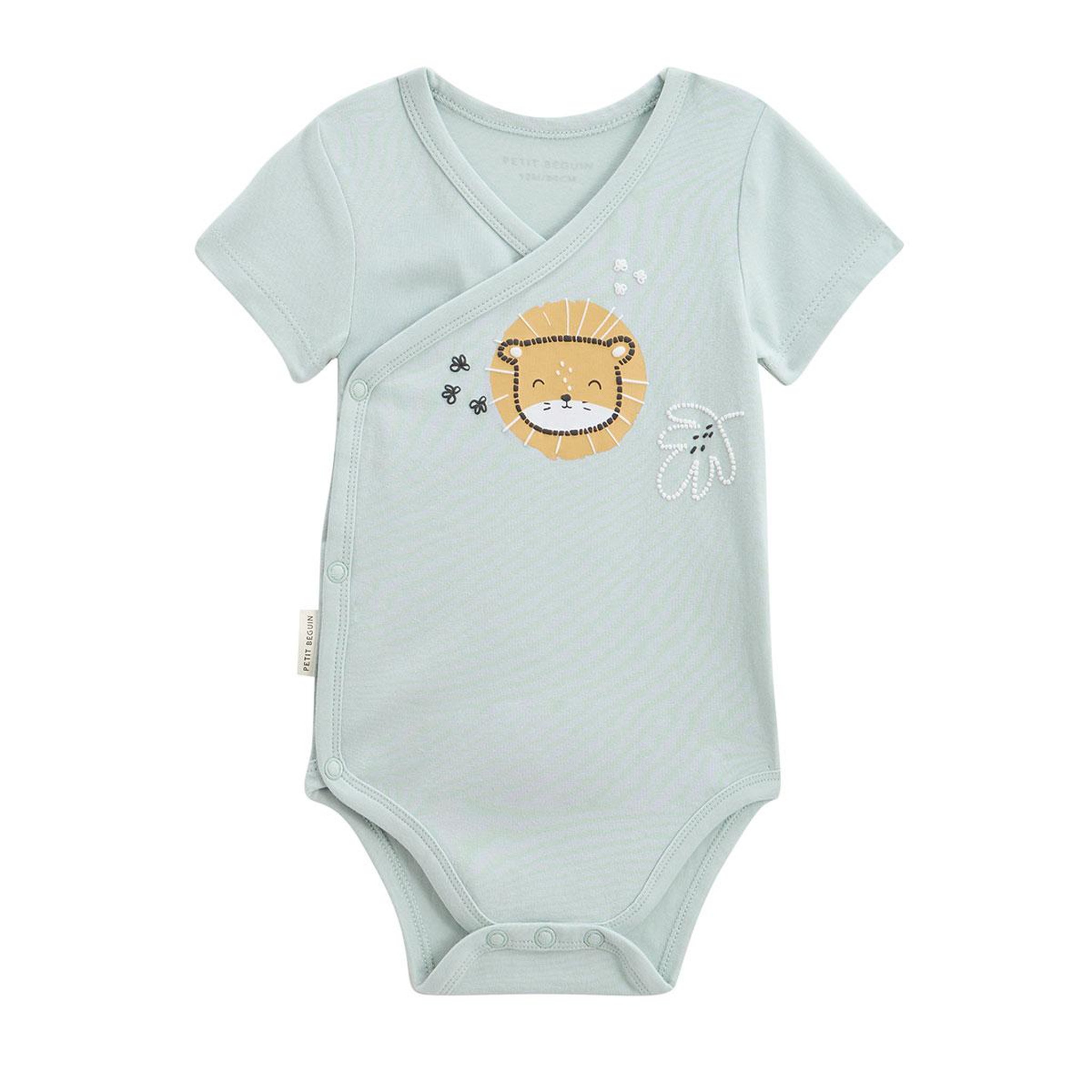 Voir la diapositive 5 : Petit Béguin Lot de 2 bodies bébé manches courtes ouverture croisée elio
