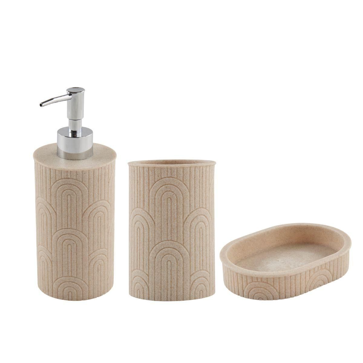 GUY LEVASSEUR Set salle de bain arche 3 pièces polyrésine beige