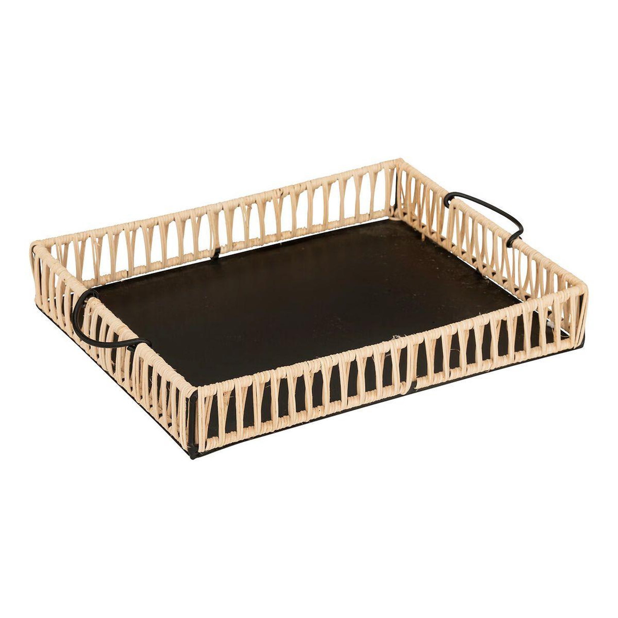 Voir la diapositive 4 : ATMOSPHERA Lot de 2 plateaux déco  cosy  37cm beige & noir