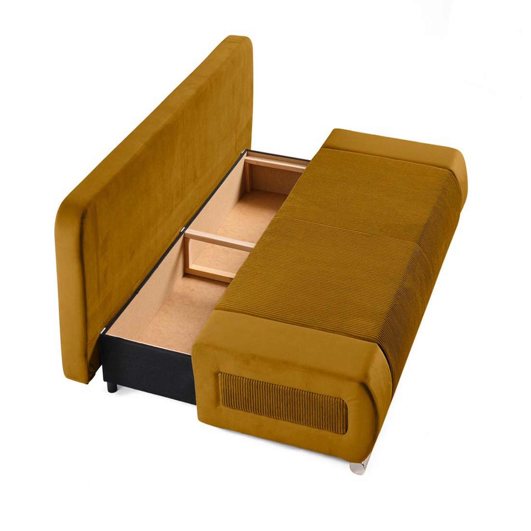 Voir la diapositive 2 : BEST MOBILIER Elio - canapé 3 places convertible - avec coffre - en velours et velours côtelé