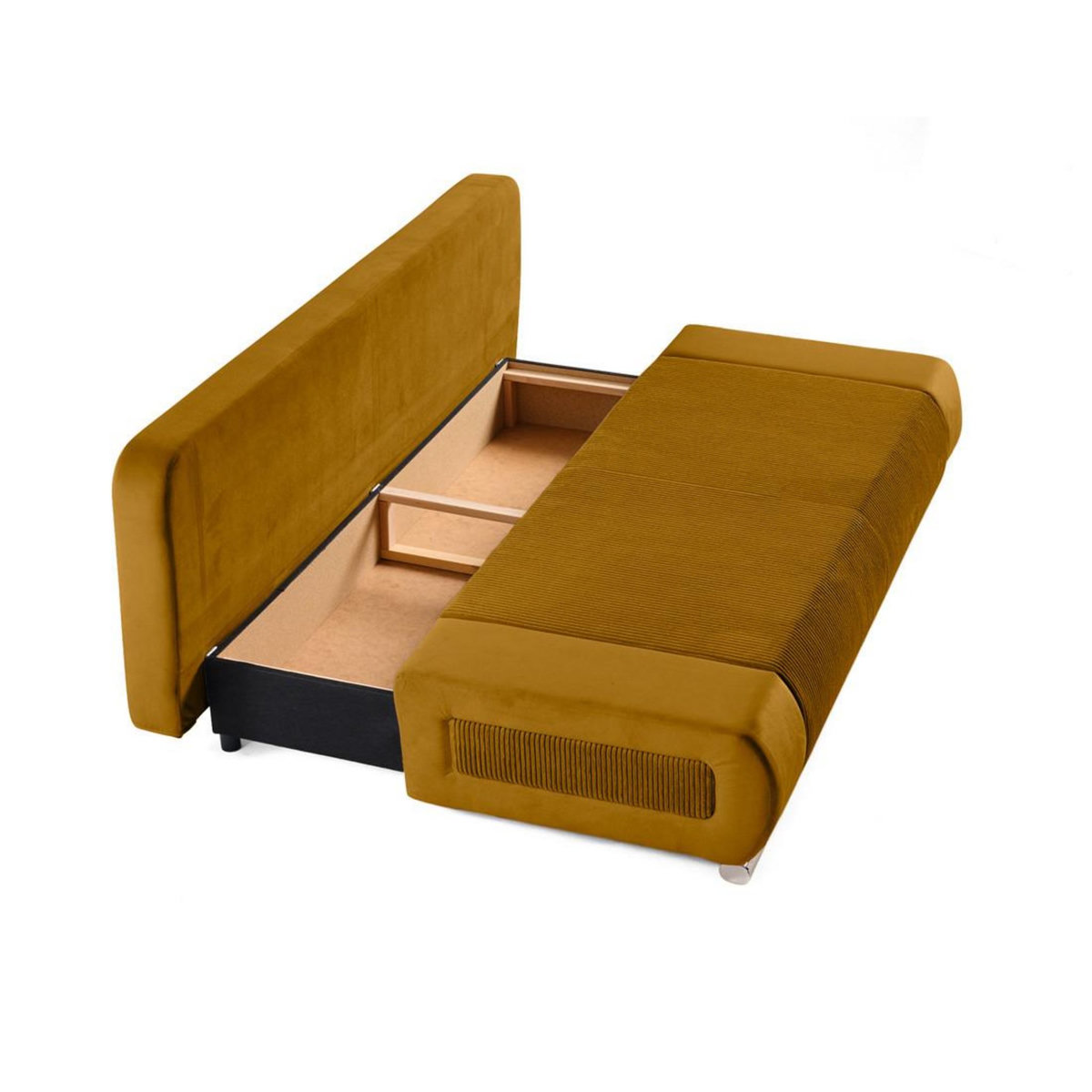 BEST MOBILIER Elio - canapé 3 places convertible - avec coffre - en velours et velours côtelé