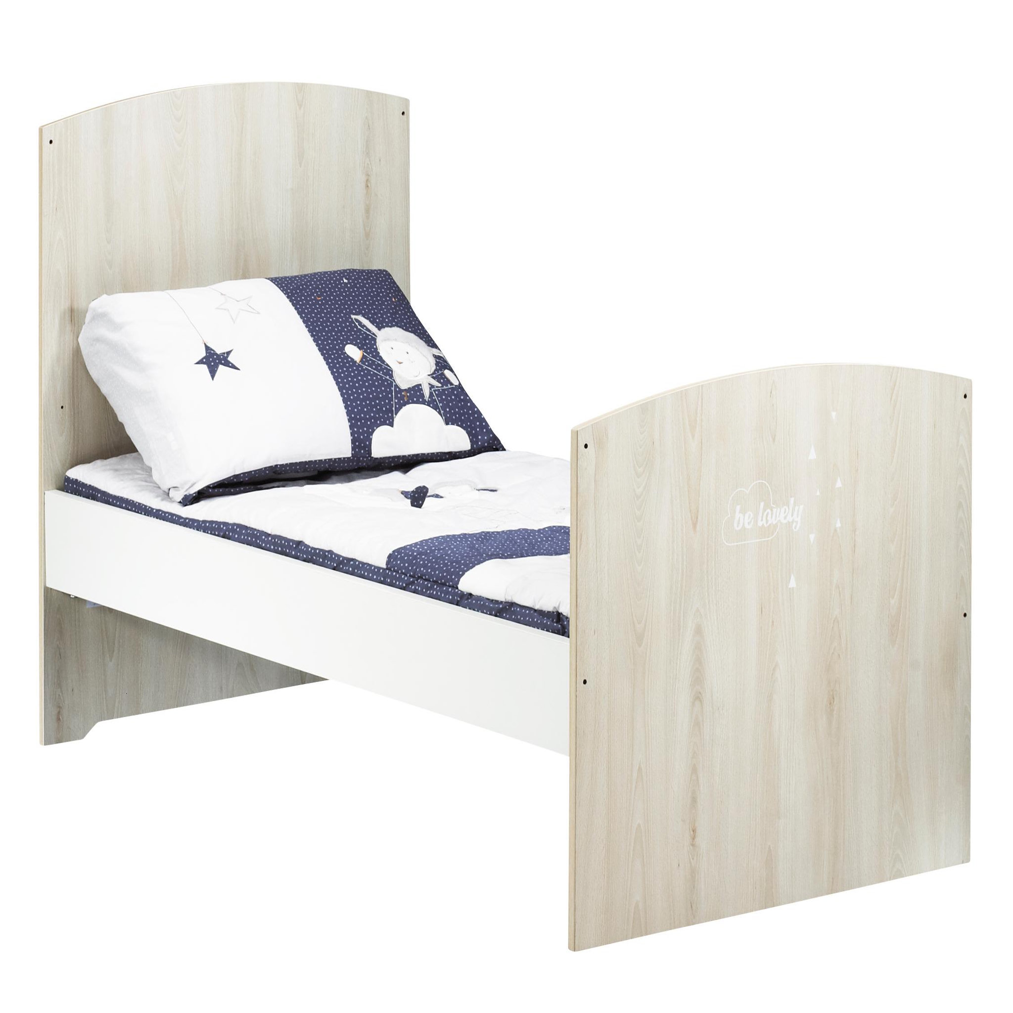 Voir la diapositive 2 : BABY PRICE Lit bébé évolutif 140x70 cm Little Big Bed HAPPY, Hêtre cendré