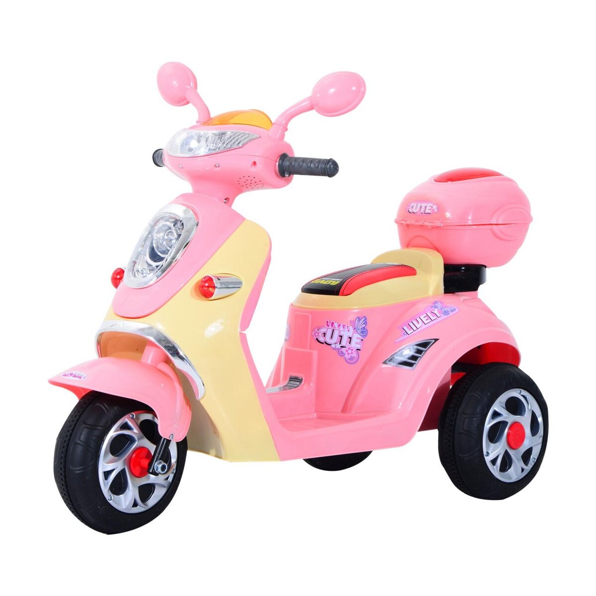 Moto Électrique Scooter 3 Roues pour Enfants 6V 3 Km/h Effet Sonore et  Lumineux 3 Ans + Style de Chopper Rose Pâle