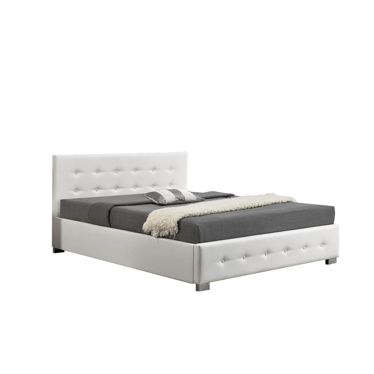 CONCEPT USINE Structure de lit avec coffre 160 x 200 cm blanc NEWINGTON