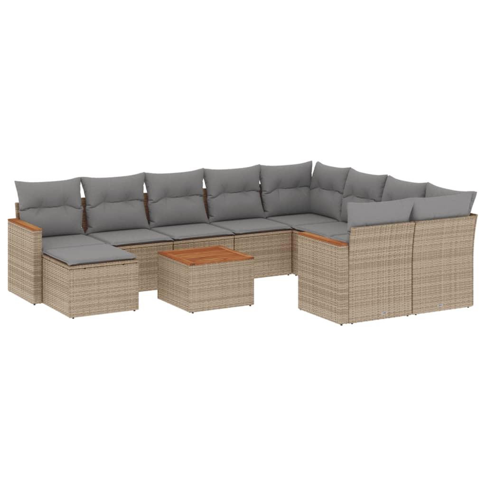 Voir la diapositive 2 : VIDAXL Salon de jardin 11 pcs avec coussins beige resine tressee