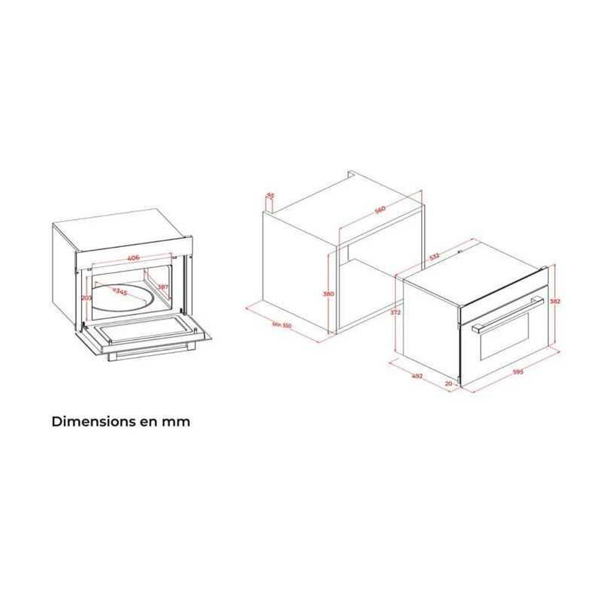 Voir la diapositive 5 : CONTINENTAL EDISON Four à micro-ondes encastrable continental edison 34 l 1450 w avec gril et chaleur tournante, noir