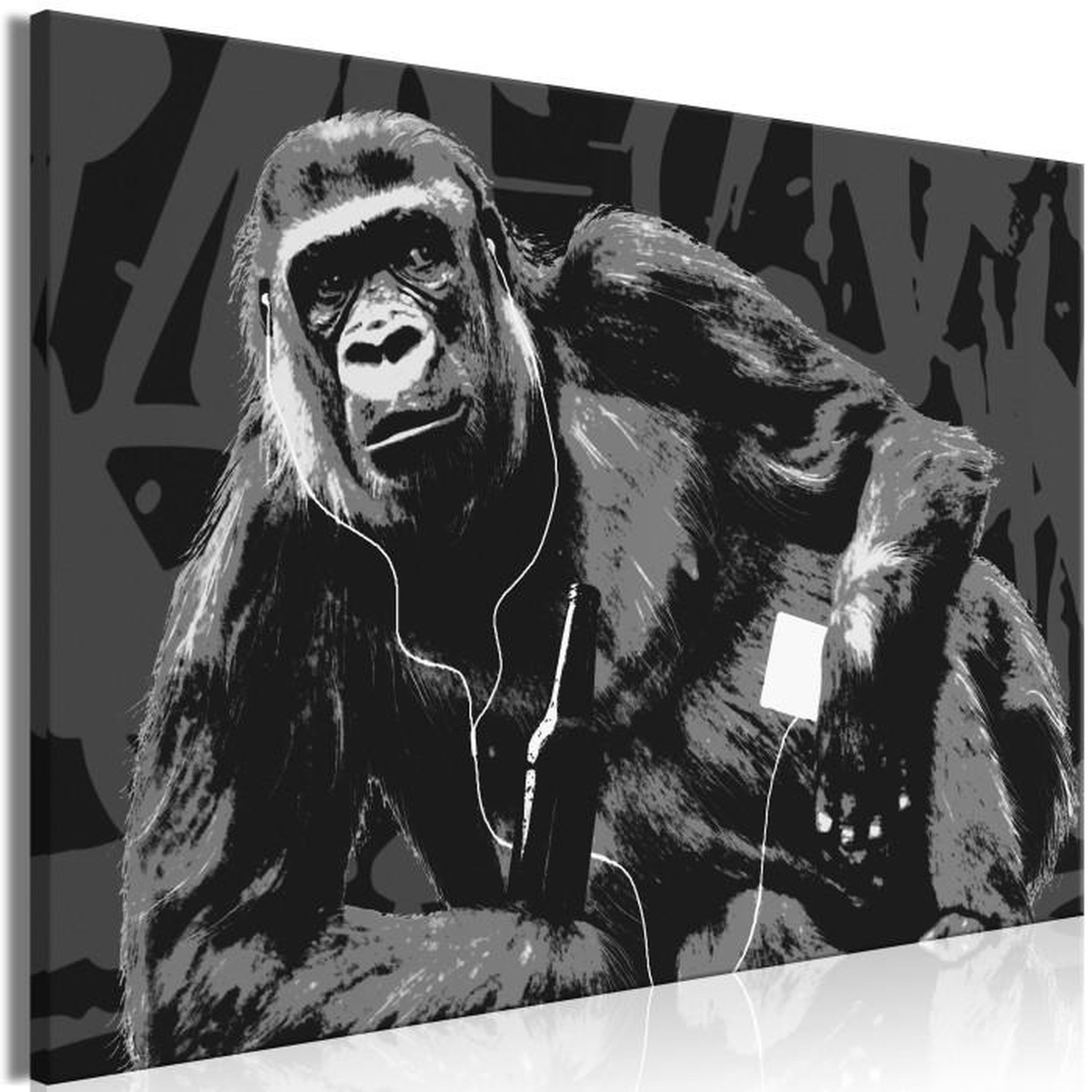 Paris Prix Tableau Imprimé  Pop Art Monkey Narrow Grey. Coloris disponibles : Multicolore