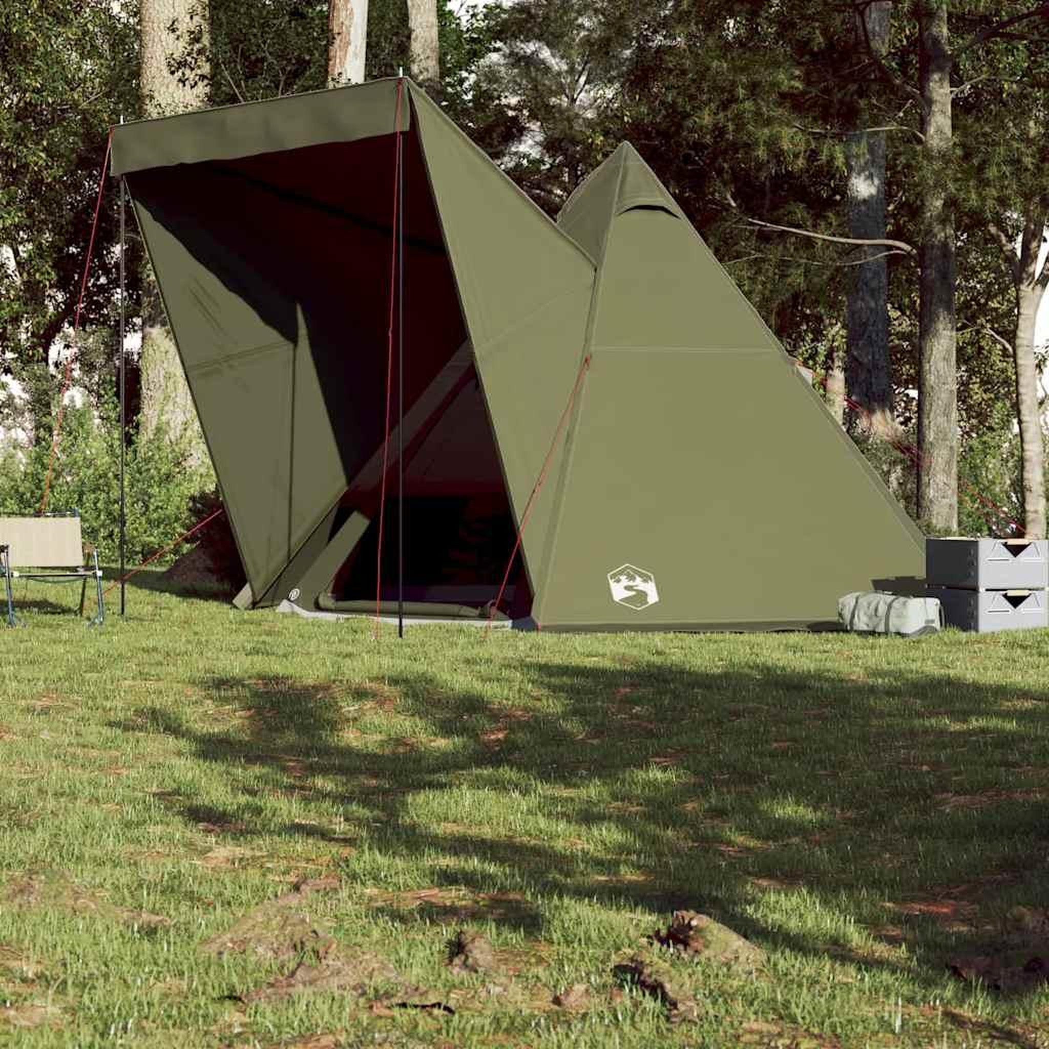Voir la diapositive 4 : VIDAXL Tente familiale tipi 6 personnes vert olive impermeable