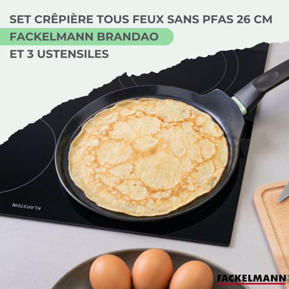 Fackelmann Set chandeleur avec crêpière 26 cm et 3 ustensiles Fackelmann Brandao