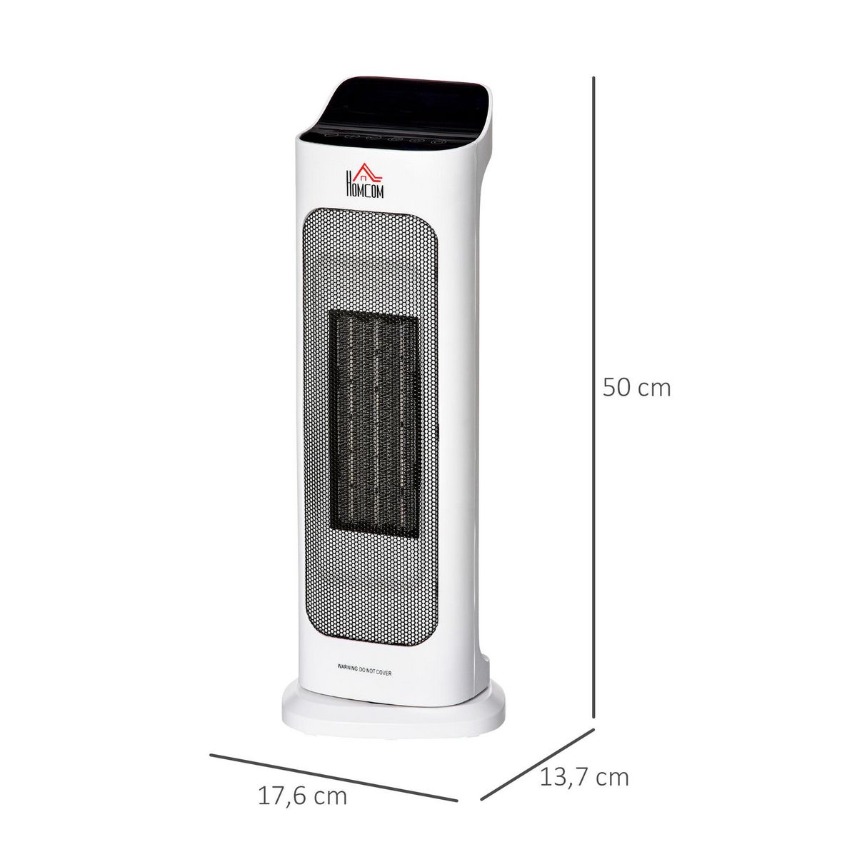 HOMCOM Chauffage soufflant oscillant 2000 W - radiateur céramique PTC - 3 niveaux de puissance - chauffage d'appoint avec télécommande blanc noir