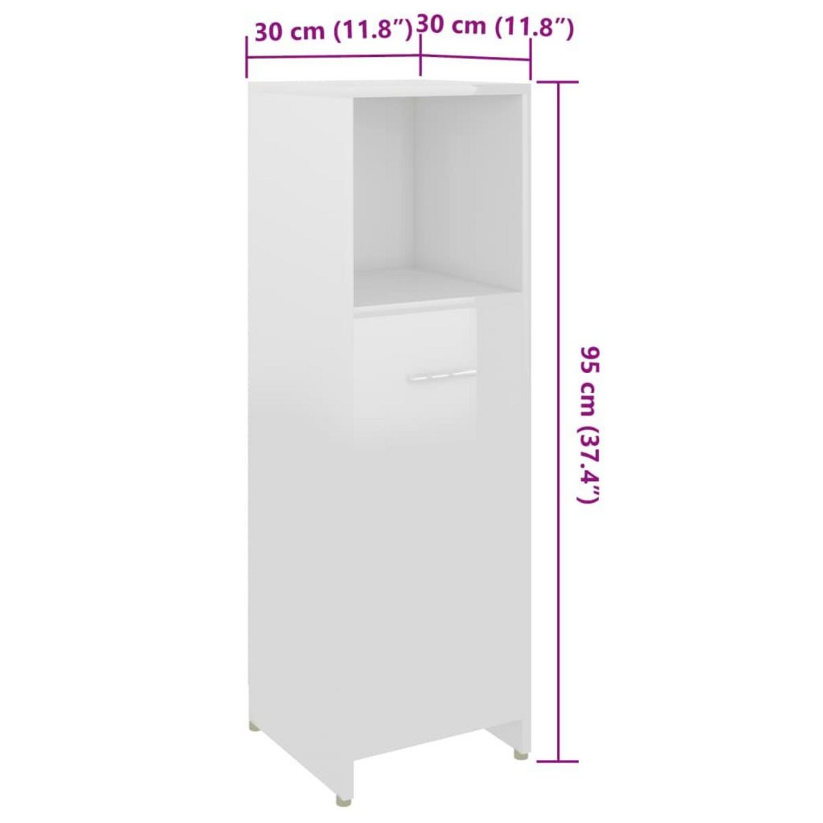VIDAXL Armoire de salle de bain Blanc brillant 30x30x95 cm