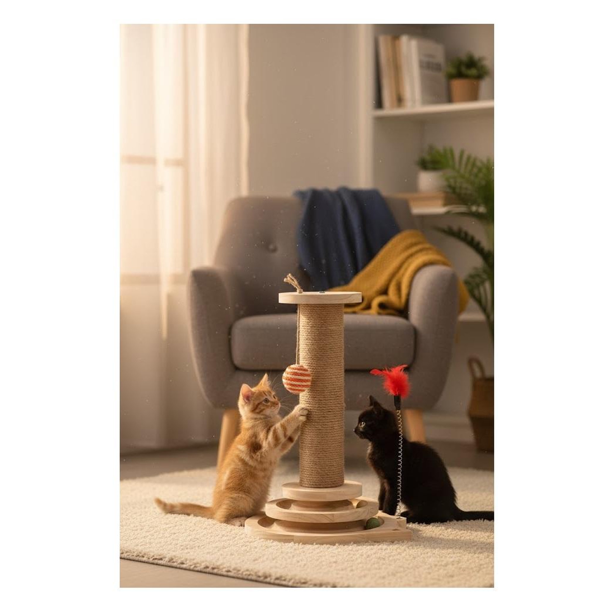 Voir la diapositive 2 : Eden Jouet a griffer pour chat zack plumes et circuit a balle