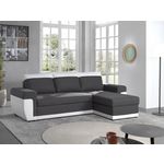 BEST MOBILIER Milan - canapé d'angle réversible - 4 places - convertible avec coffre - en simili et tissu. Coloris disponibles : Bicolore