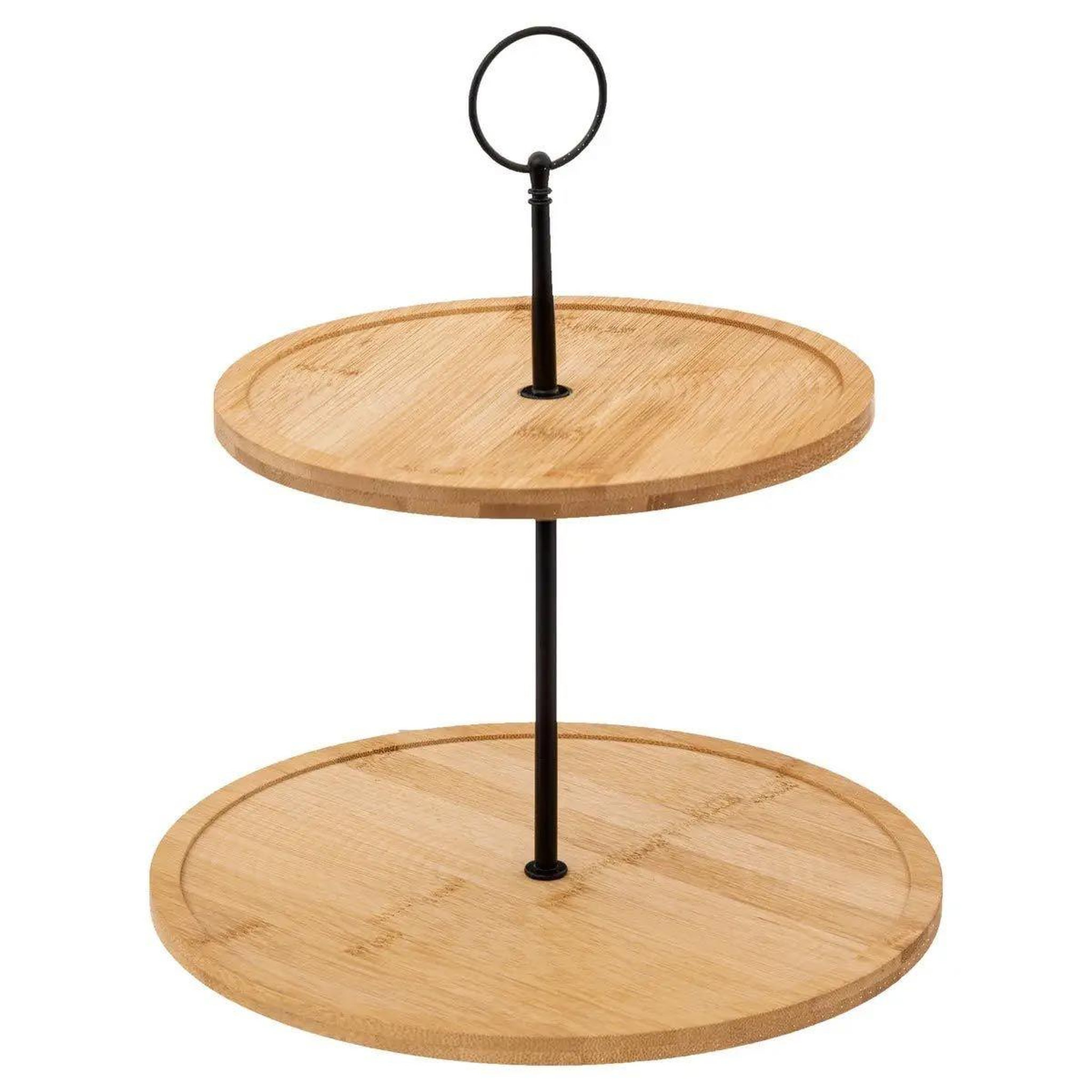 SECRET DE GOURMET Serviteur rond bambou  2 étages  28cm beige