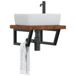 VIDAXL Etagere de vasque murale acier et bois de chene massif