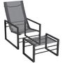 Voir la diapositive 1 : OUTSUNNY Ensemble fauteuil relax de jardin avec repose-pied métal noir tissu mesh gris
