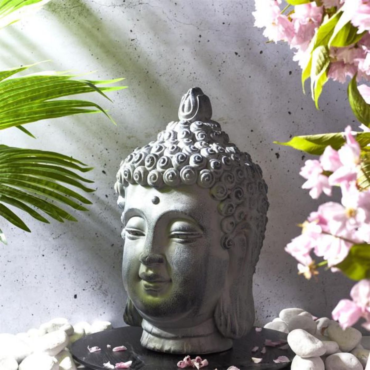 Paris Prix Tête de Bouddha Déco  Asie  42cm Argent