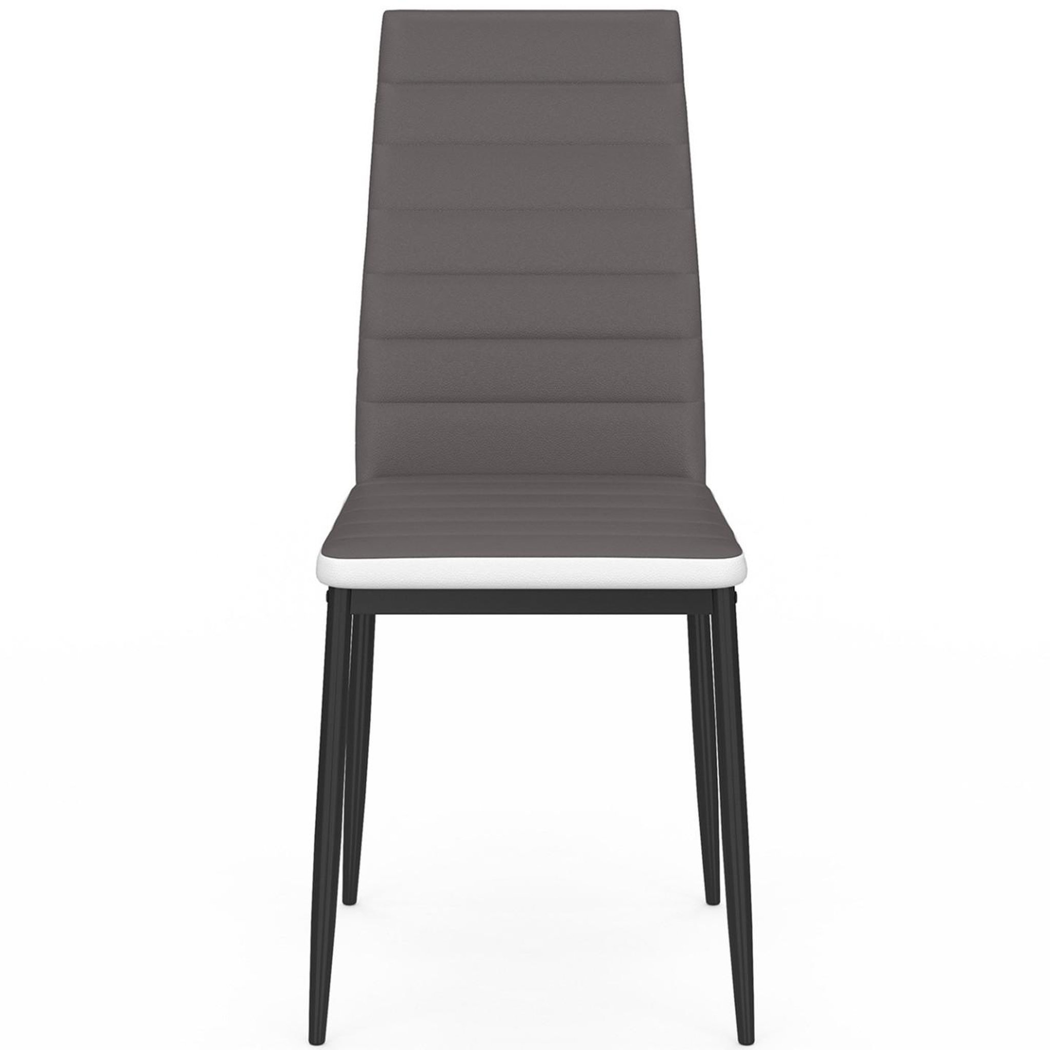 Voir la diapositive 3 : ID MARKET Lot de 6 chaises romane grises bandeau blanc pour salle à manger