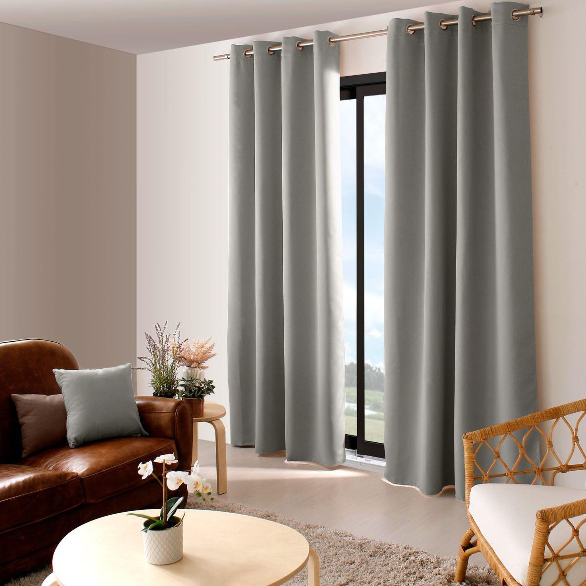 ENJOY HOME Rideau occultant à œillets  reglisse  140x280cm gris