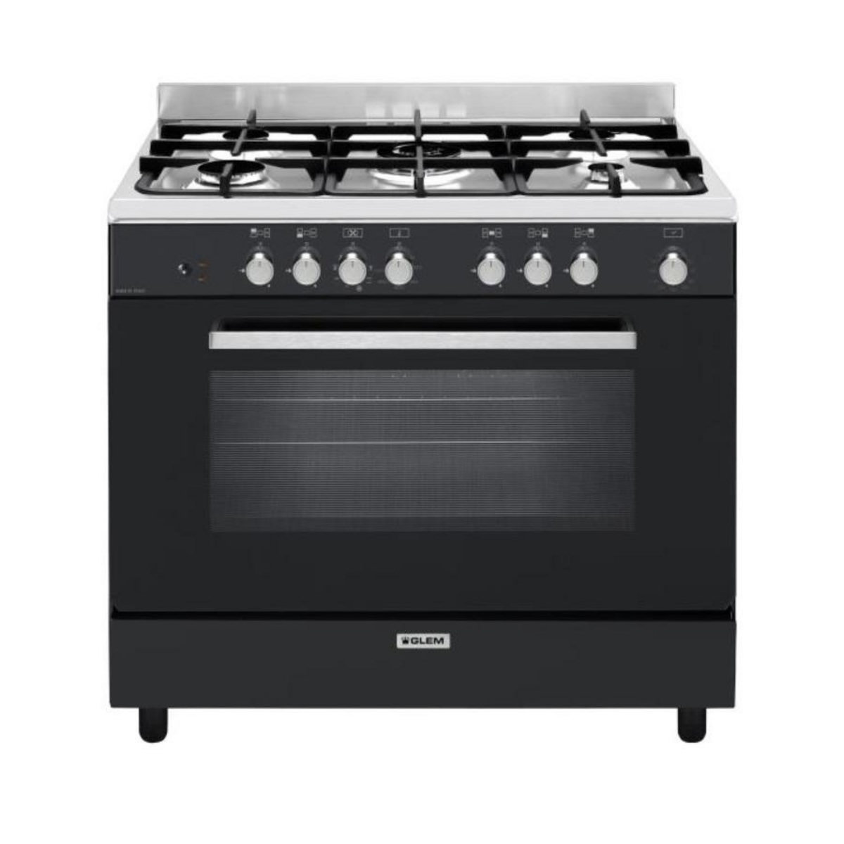 Glem Piano de cuisson mixte 104l 5 feux noir - GE960CVBK2