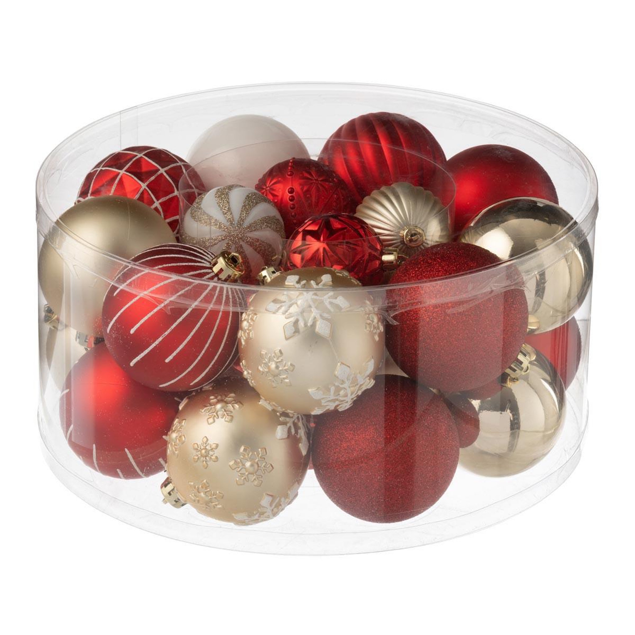 J-LINE Lot de 30 boules de noël  night  31cm rouge & doré