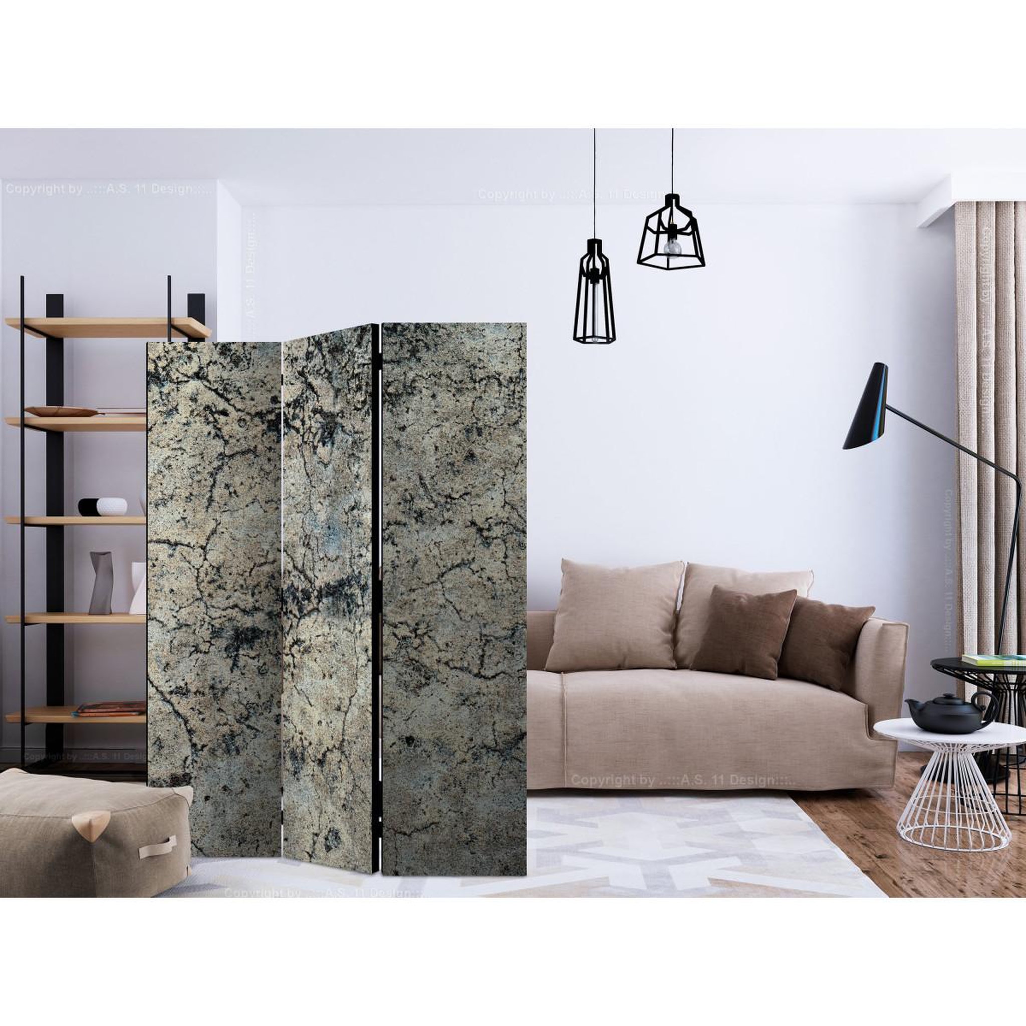 Voir la diapositive 2 : Paris Prix Paravent 3 volets  cracked stone  135x172cm