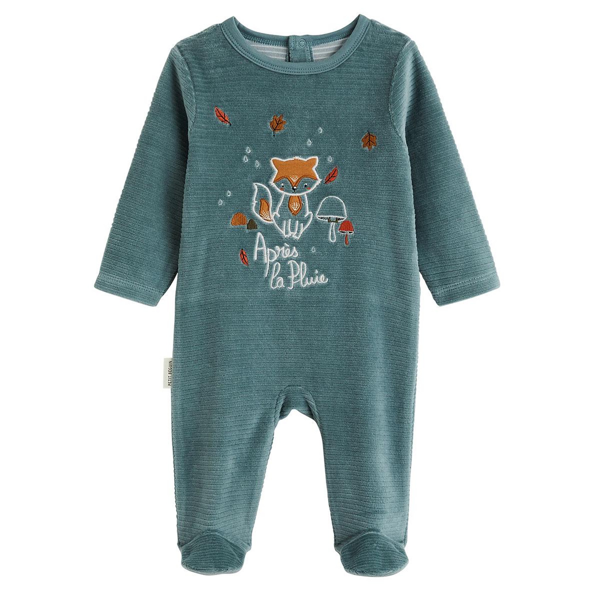 Voir la diapositive 4 : PETIT BEGUIN Lot de 2 pyjamas bébé en velours ginkgo