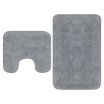 VIDAXL Tapis de salle de bain 2 pcs Tissu Gris