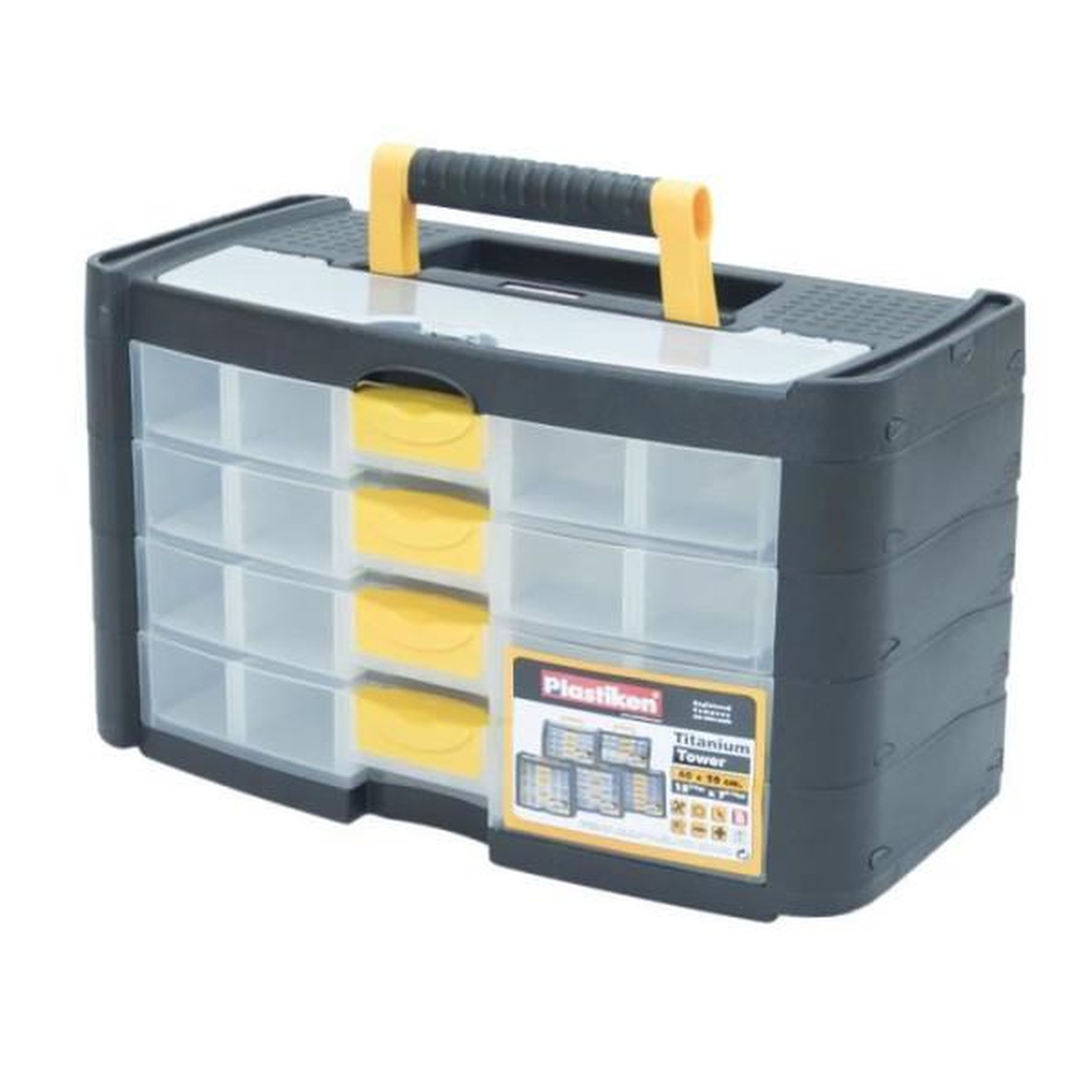 PLASTIKEN Boîte a outillage - Plastiken - 90004_NOIRE - 4 petits tiroirs - Titanium - En plastique