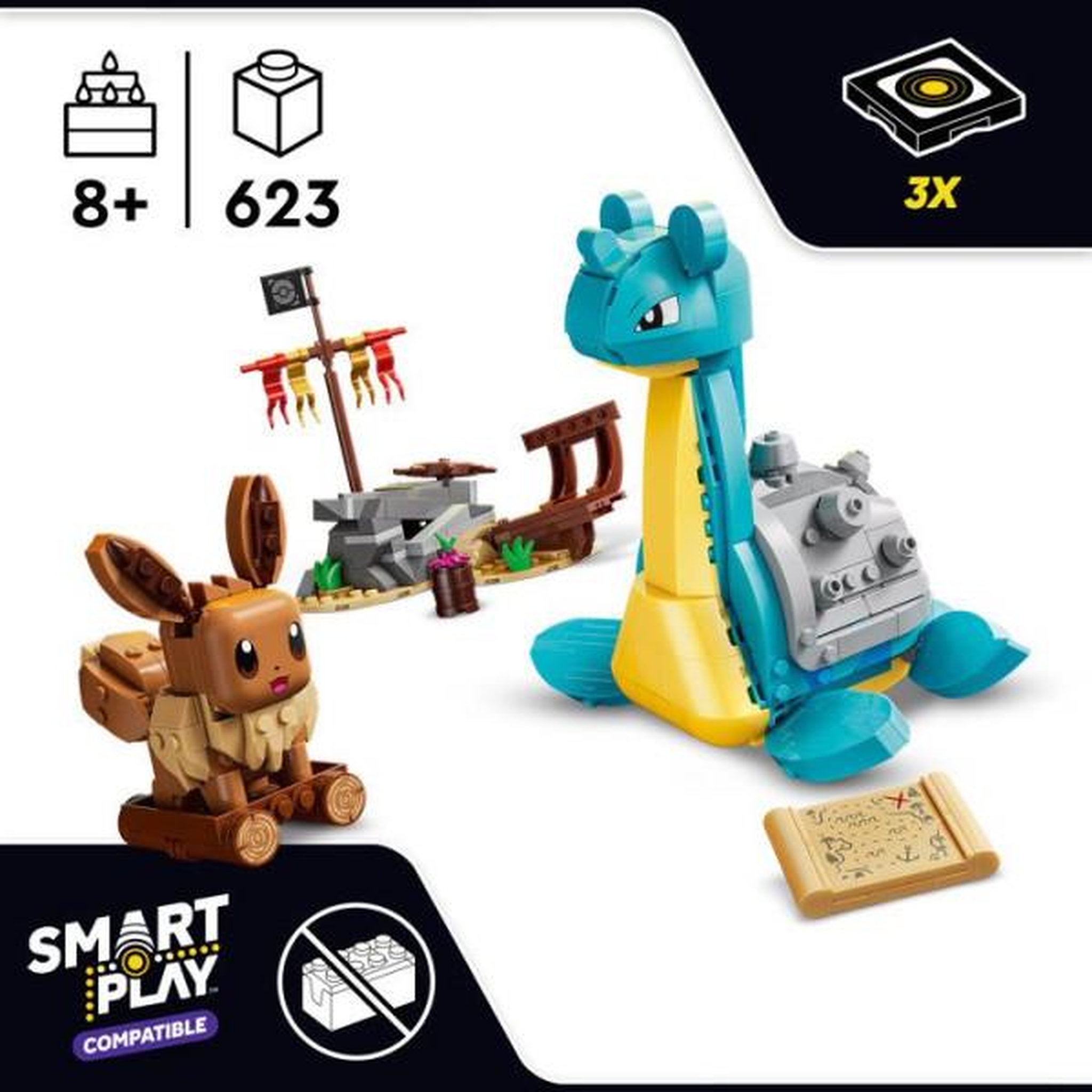 Voir la diapositive 2 : LEGO LEGO Pokémon 72162 - Set de construction compatible SMART Play™ - Évoli et Lokhlass, Chasse au Trésor - Des 8 ans