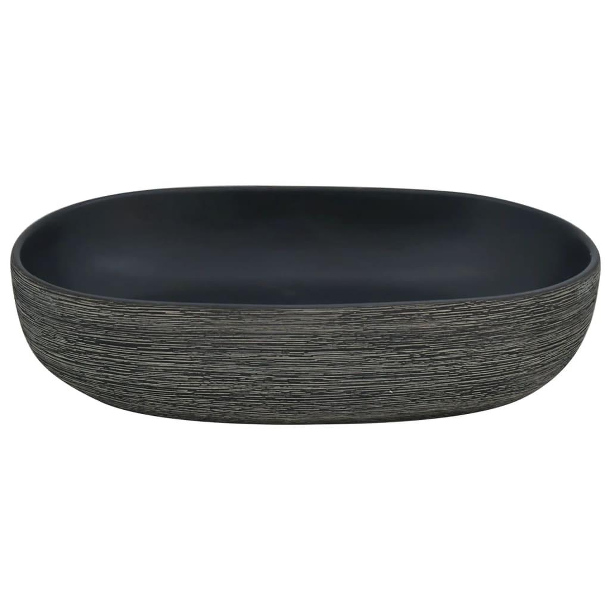 Voir la diapositive 4 : VIDAXL Vasque a poser gris et noir ovale 59x40x14 cm ceramique