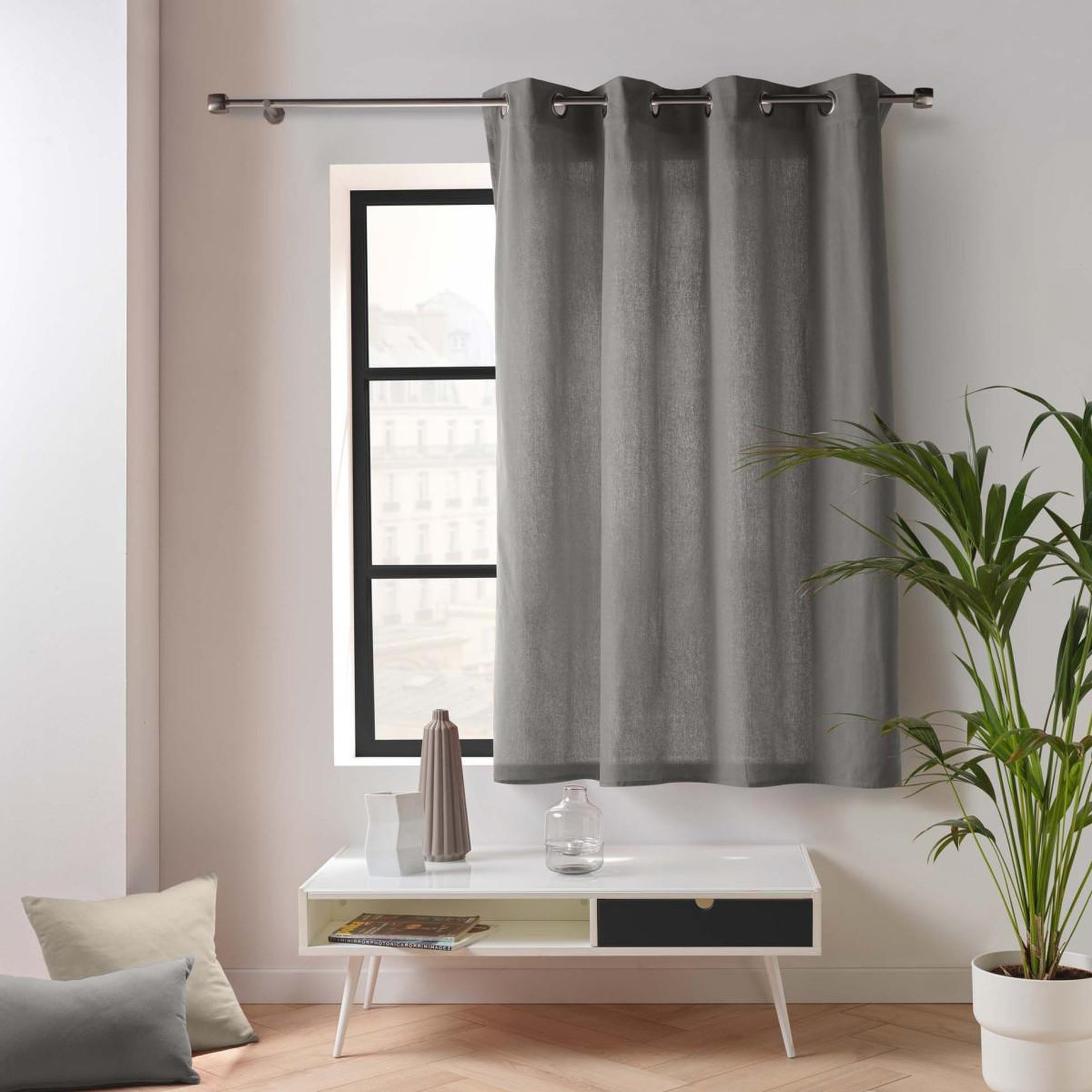 Voir la diapositive 3 : Douceur d'Intérieur Rideau à œillets  twily  135x180cm gris