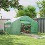 Voir la diapositive 2 : OUTSUNNY Serre de jardin 12 m² - serre tunnel 4 x 3 x 2 m porte 2 grandes fenêtres enroulables maillées acier galvanisé PE blanc