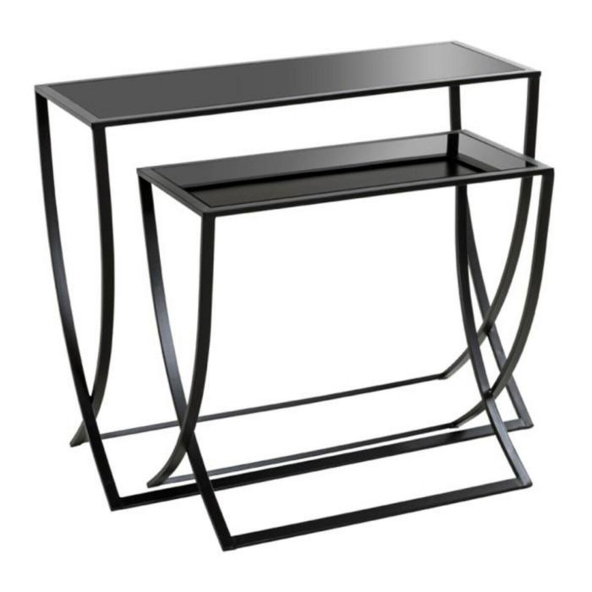 Paris Prix Lot de 2 Tables d'Appoint  Anico  80cm Noir Laqué