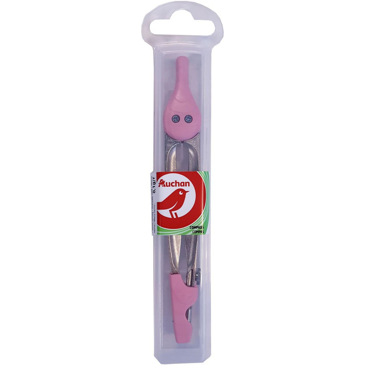 AUCHAN Compas à mine métal avec sécurité rose pas cher - Auchan.fr