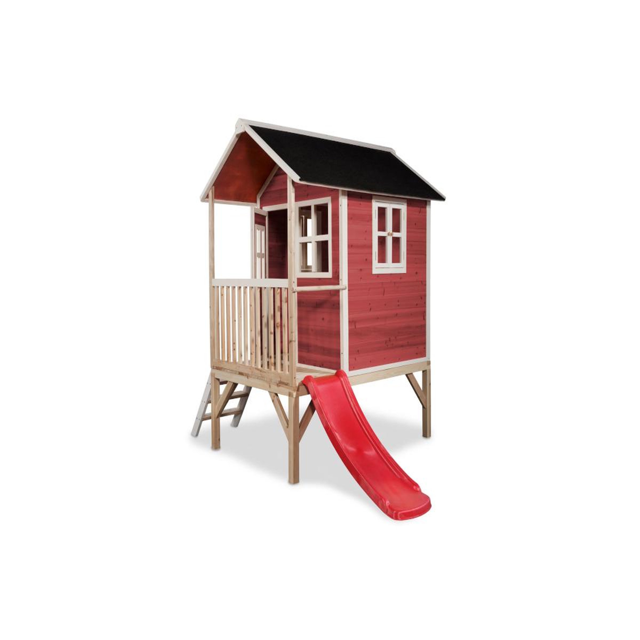 Voir la diapositive 2 : EXIT TOYS Maisonnette en bois pour enfants loft 300 rouge - exit toys