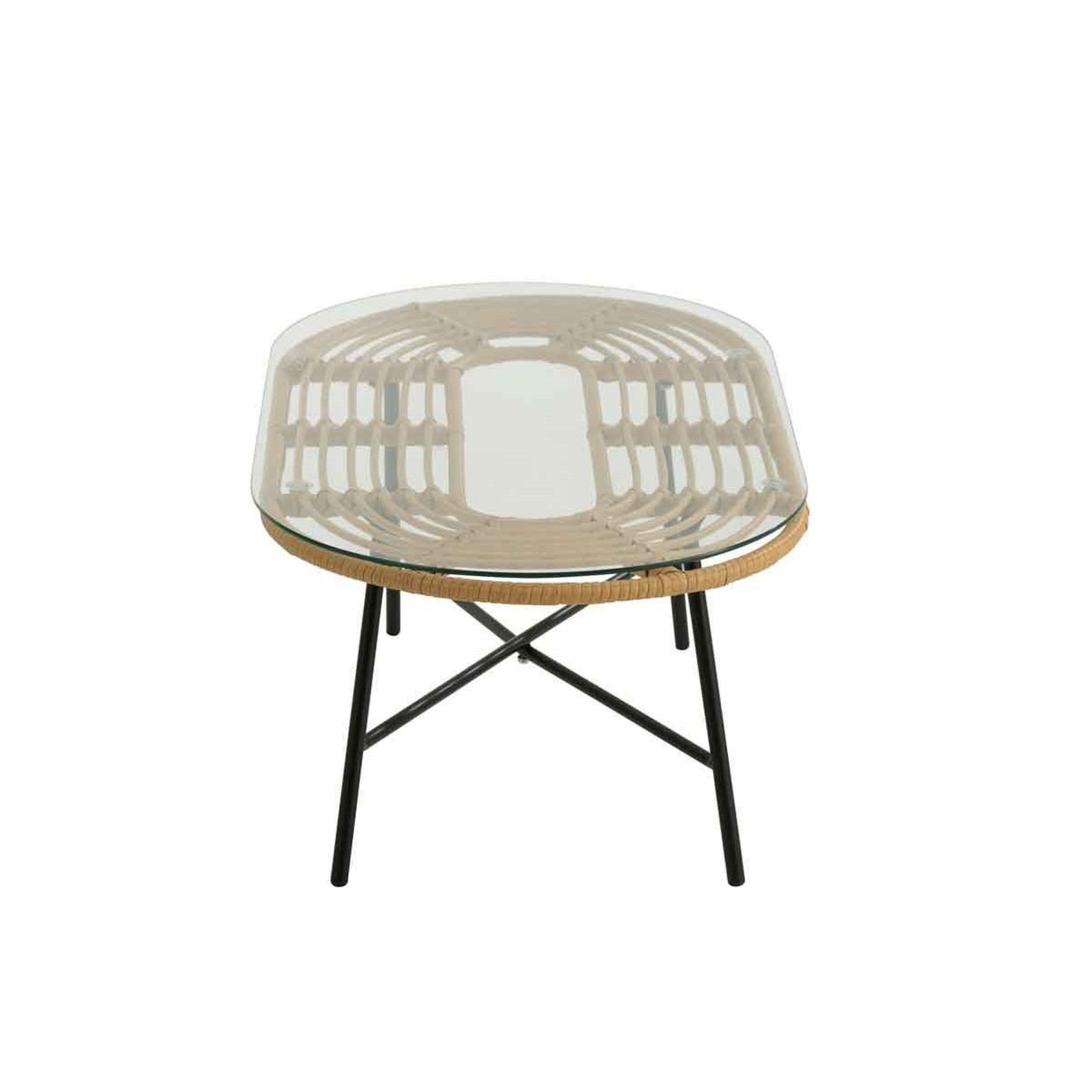 Voir la diapositive 3 : J-LINE Table Basse de Jardin  Celeste  90cm Naturel & Noir