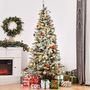 Voir la diapositive 2 : HOMCOM Sapin de Noël artificiel enneigé lumineux LED x 250 multicolore Ø 112 x 210H cm 829 branches vert blanc