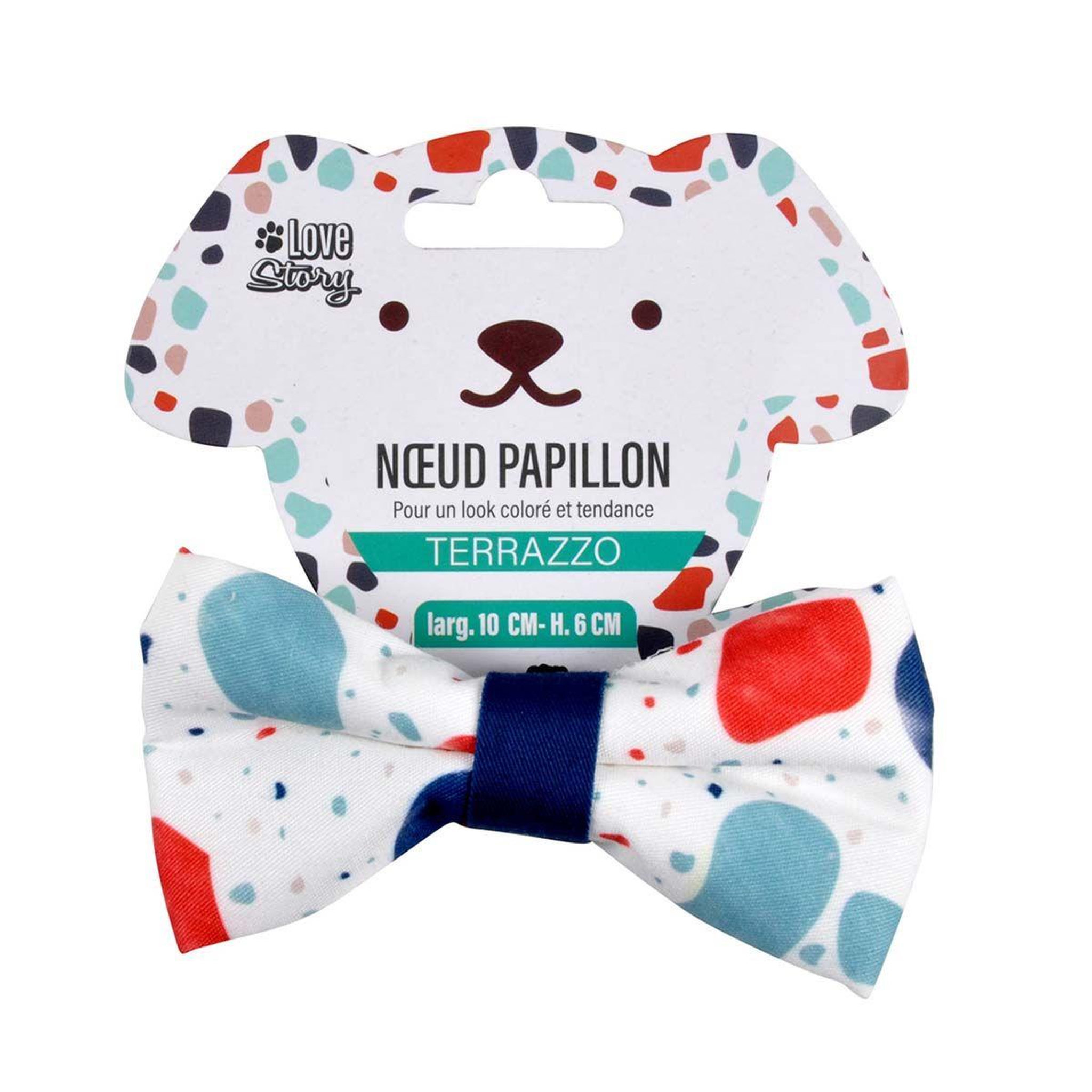 Voir la diapositive 2 : HOMEA Nœud papillon pour collier  terrazzo  10cm multicolore