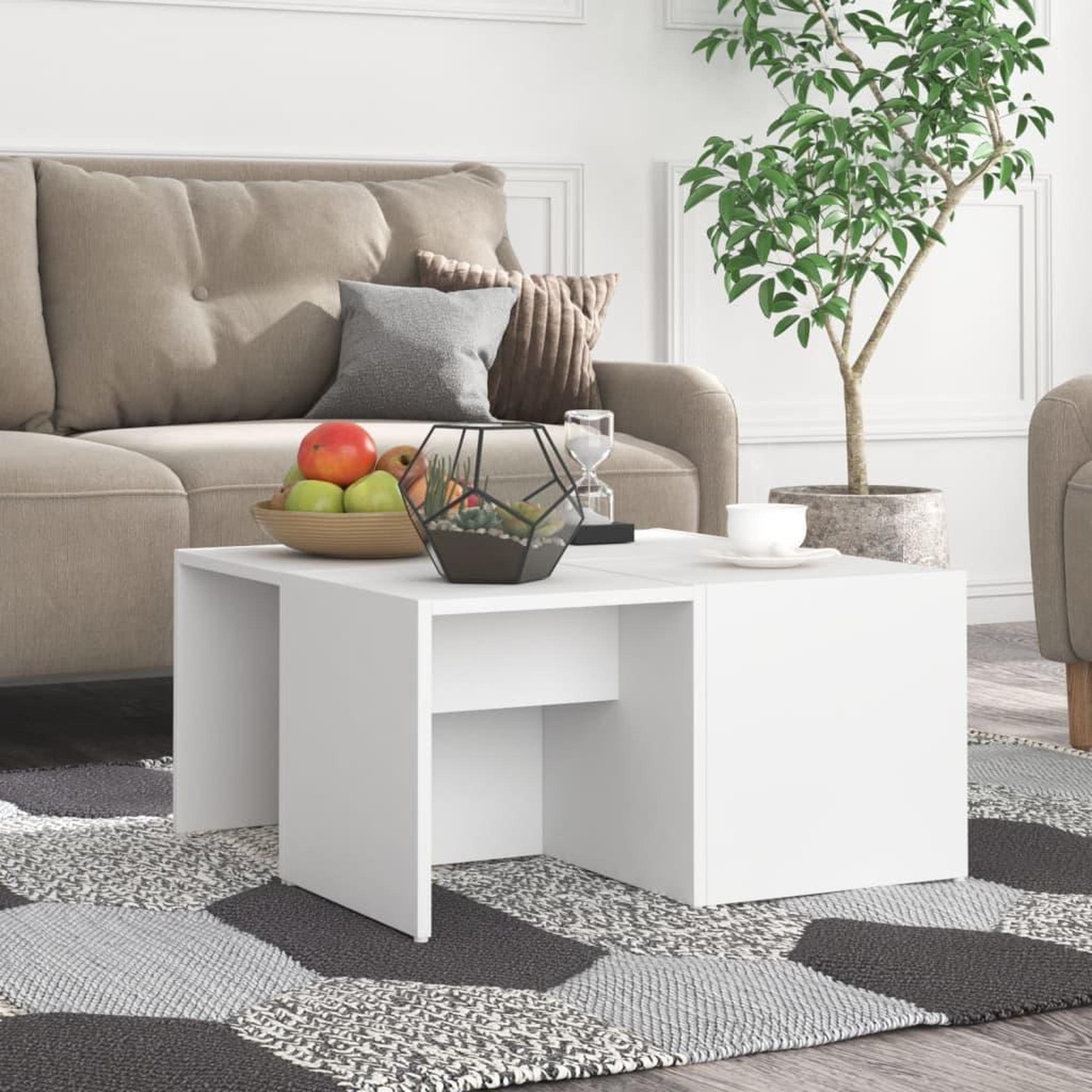 Voir la diapositive 1 : VIDAXL Tables basses 4 pcs blanc 33x33x33 cm bois d'ingenierie