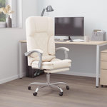 VIDAXL Fauteuil de massage inclinable de bureau Creme Similicuir